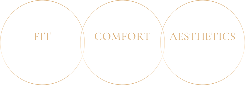 FIT フィット／COMFORT 使い心地／AESTHETICS 審美